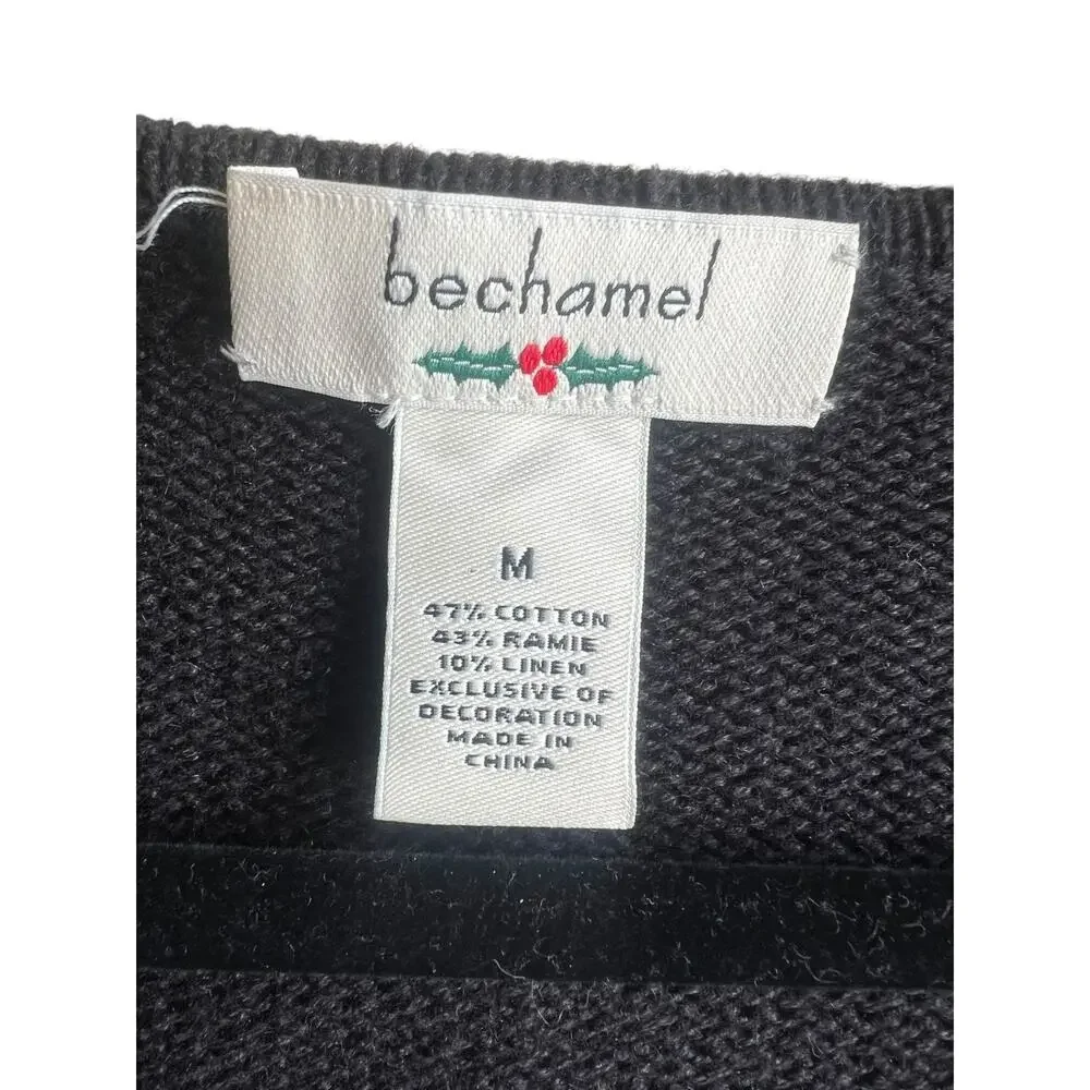 Bechamel Women Vintage 90s Novelty Cottage School Teacher Cardigan Zip Sweater M - Picture 6 of 13